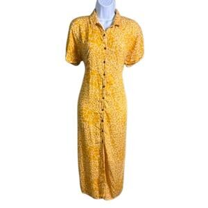 Urban Romantics Giraffe Print Shirt Dress Womens Large Midi Lightweight Feminine